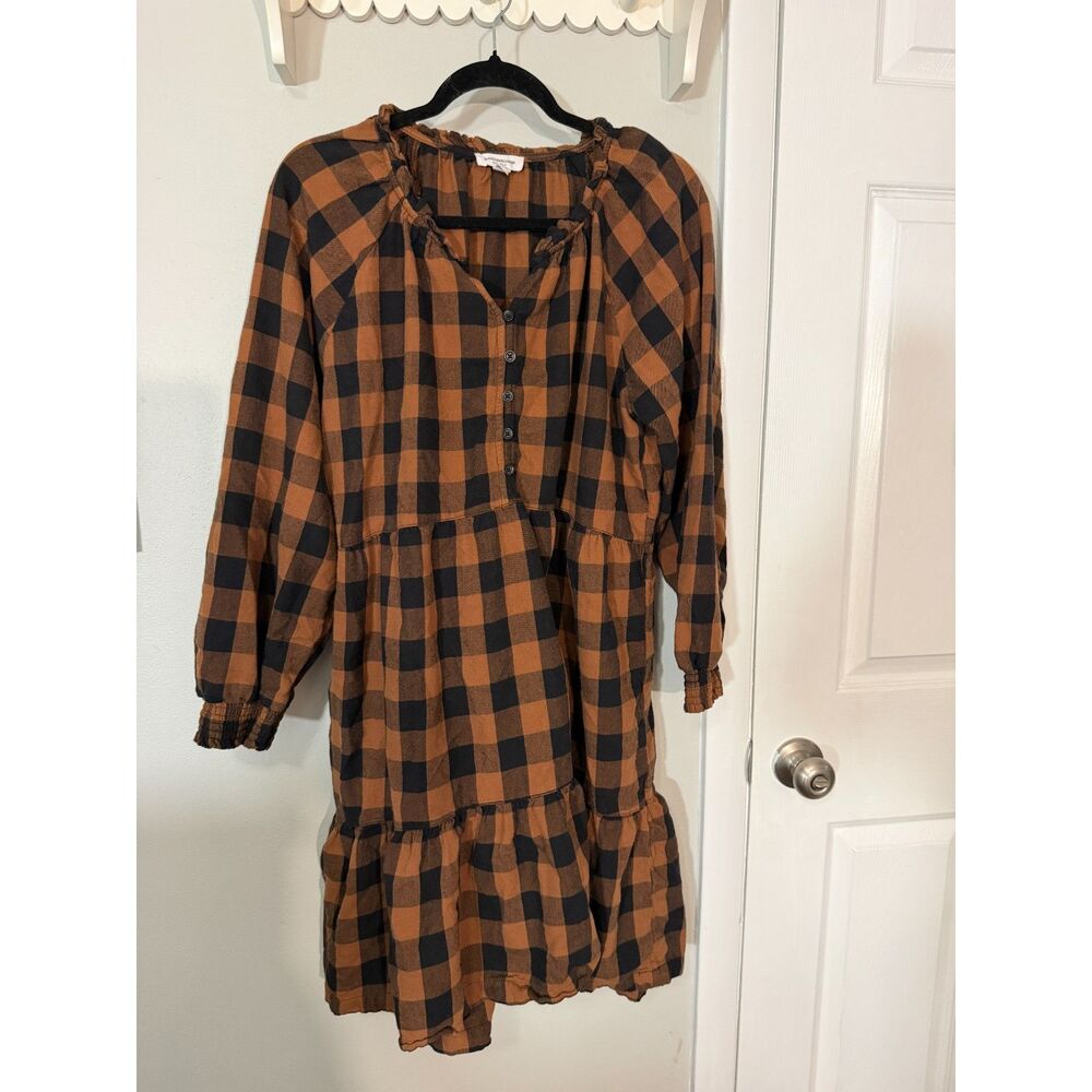 Beach Lunch Lounge Plaid Tiered Dress